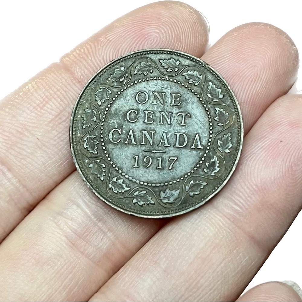 🎈$5 add on - 1917 ONE CENT CANADA - with “DEI GRA” - George V